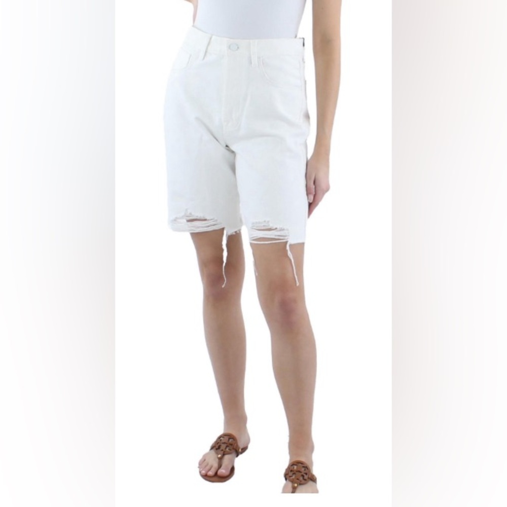 7 For All Mankind Shorts Womens White Easy James Cut Off Denim Stretch NEW